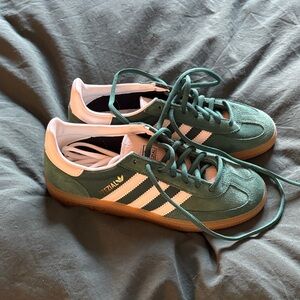 Adidas Forest Green and White Gazelle Shoes